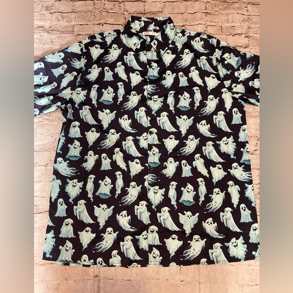 NWOT YOIMIRA man’s Halloween pattern short sleeve  shirt. 3XL - Picture 8 of 8